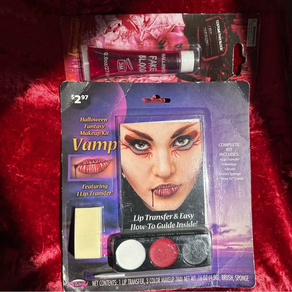 Halloween Fantasy Makeup Kit: Vamp AND Tube of Fake Blood - Vampire Lip Transfer - Picture 6 of 6